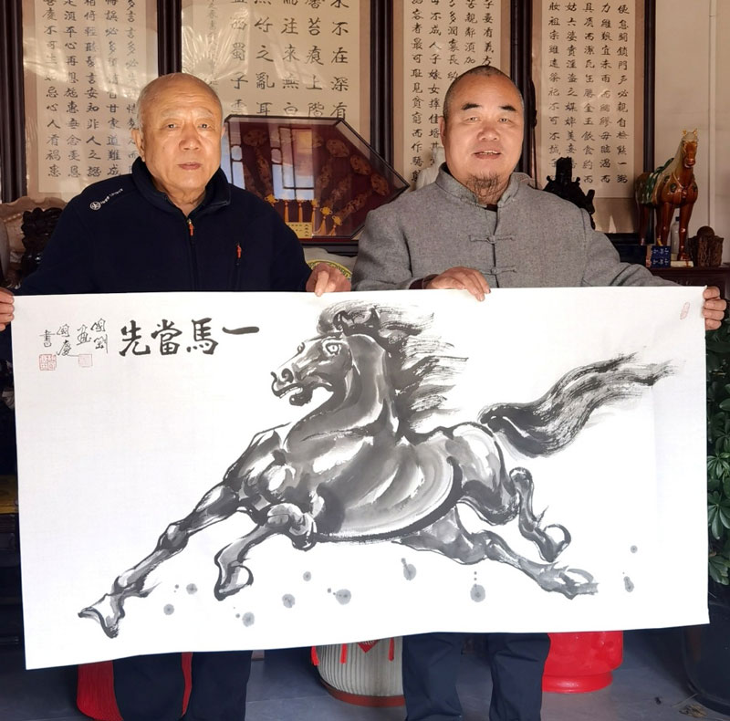 著名书法家柳国庆、福马画家潘国刚在京联袂创作精品画作